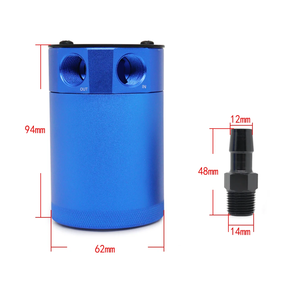 Universal 300ml Oil Catch Can Compact Baffled 2-Port Aluminum Reservoir Oil Catch Tank Fuel Tank Two Hole Breathable Kettle Oil Catch Can