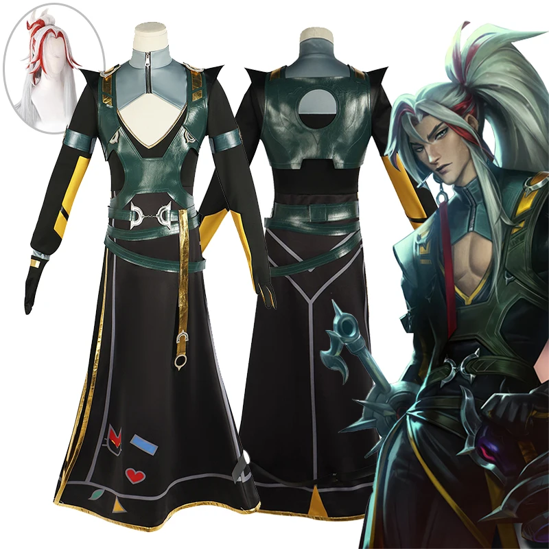 

Game LOL Yone Cosplay Heartsteel Yone Cosplay Costume Game ACG The Unforgotten Yone Wig Uniform Halloween Costume for Women Men