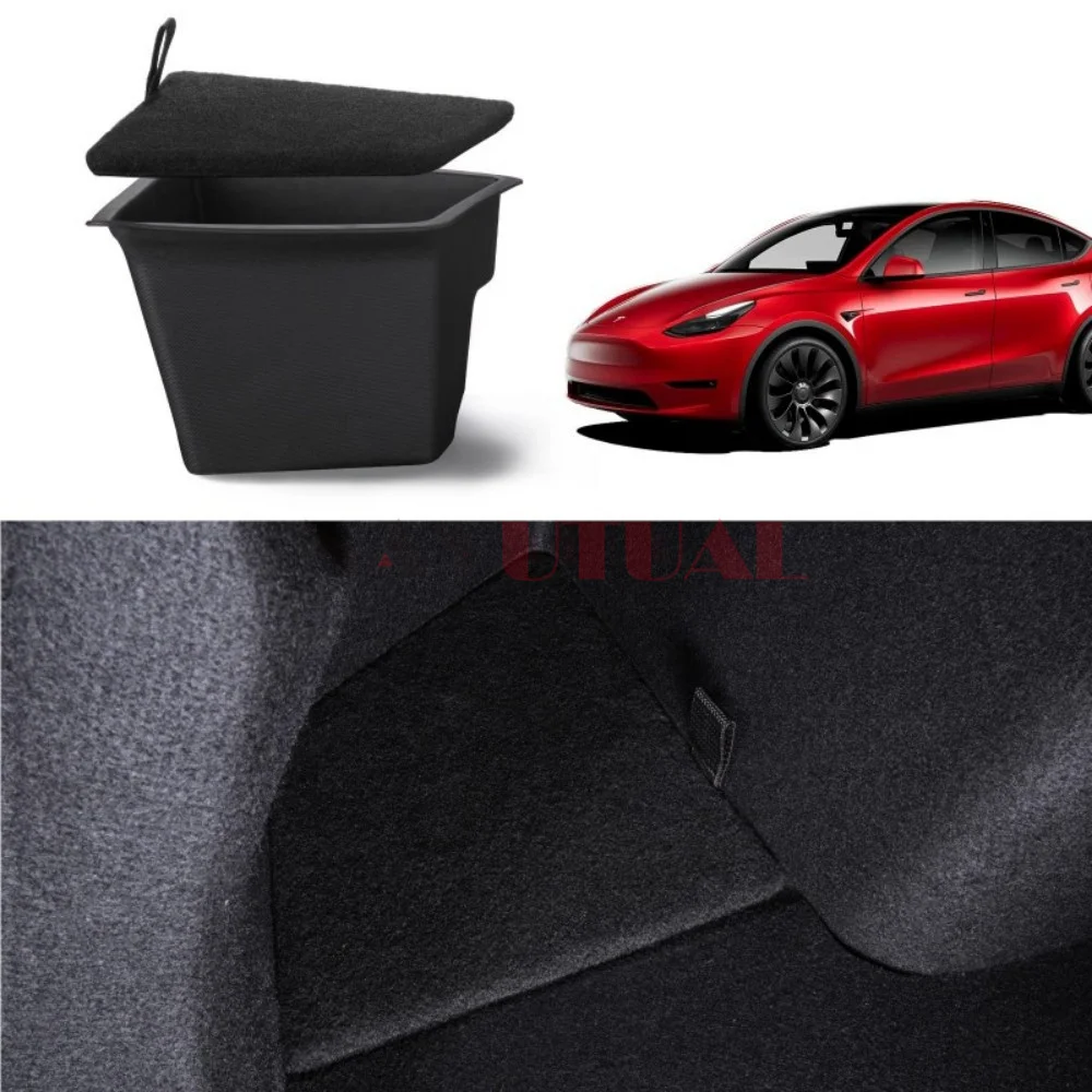 For Tesla Model Y Trunk Organizer Waterproof Rear Trunk Storage Bins Side  Box with Carpeted Lip Interior Accessories 2pcs AliExpress