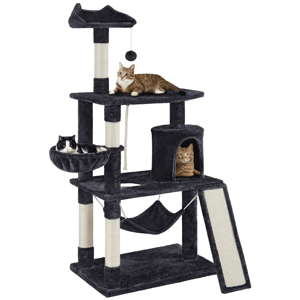 

63.5" Cat Tree with Condo and Scratching Post Tower, Black