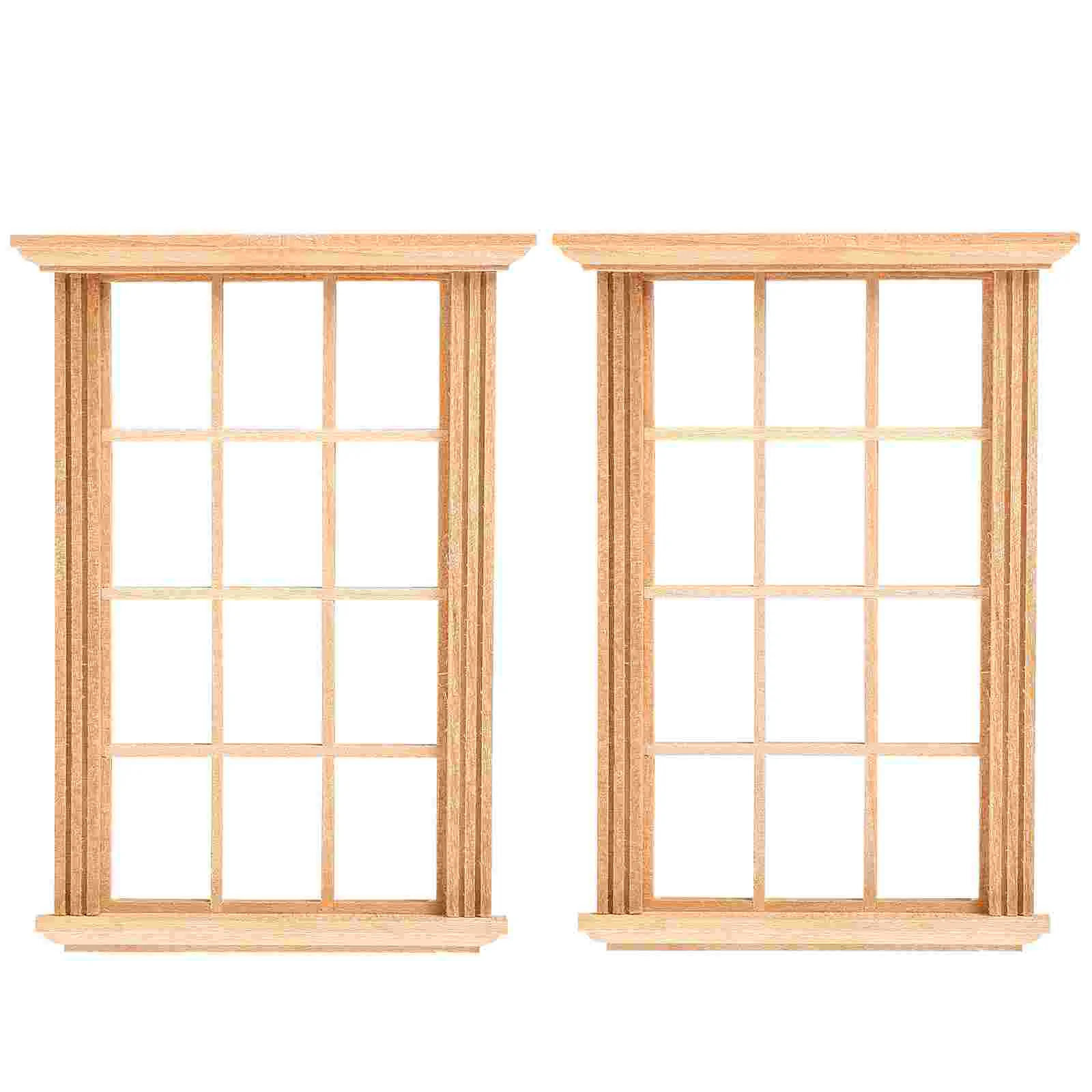

2 Pcs Children's Room Mini Window Frame Model Toys Windows Miniature Furniture