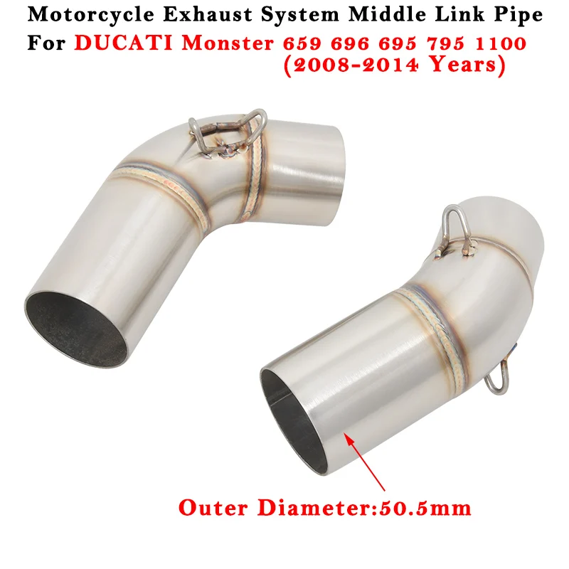 

Motorcycle Exhaust Escape Modified Muffler Middle Link Pipe For Ducati Monster 659 696 695 795 1100 Hypermotard 796 2009 - 2014