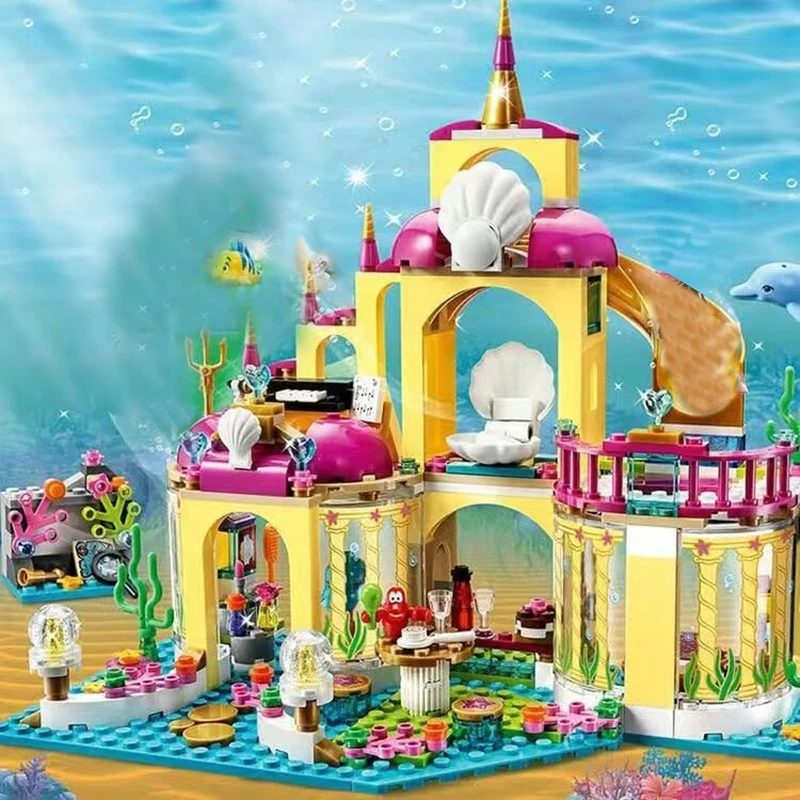 FIT 41063 Disney Princess Ariel's Undersea Palace Castle Mermaid Undersea Palace Elsa Building Blocks Friends Bricks Toys Girl toy building blocks