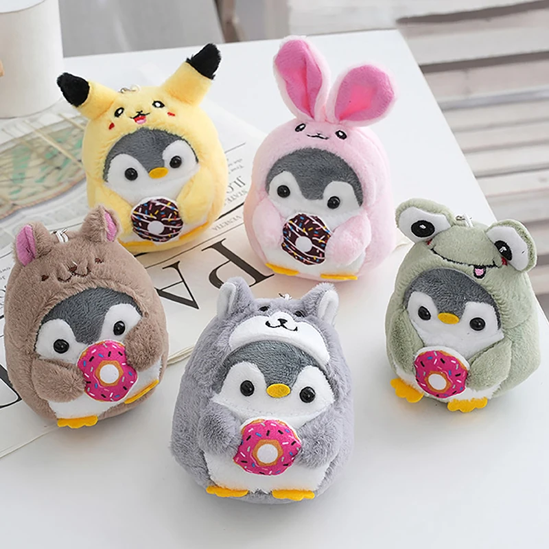 

1Pc Cute Penguin Doll Keys Keychain Girls Cartoon Donut Car Keyring Kawaii Women Bag Accessories Cartoon Plush Doll Keychain