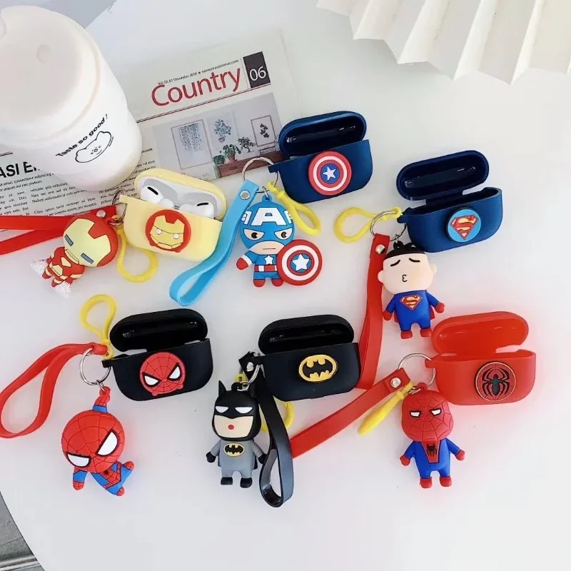 

Marvel Anime Air Pods Pro Protective Case Pendant Doll iPhone Bluetooth Headphone Pods 1/2/3 Spider Man Silicone Case