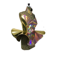 Laser Glitter Sequins Mini Dress Sexy Nightclub Bar DJ Women Singer Stage Wear Clubwear Dancer Performance Costume