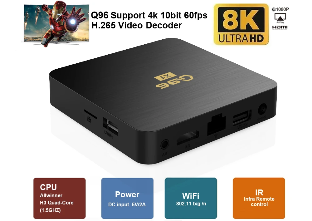 Tv Box Android 7.1 Q96 X1 Intelligent High Fit 8k High Dfefinition