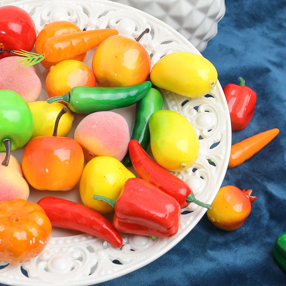 10/20Pcs Foam Artificial Fruit Fruit And Vegetable Simulation for Home Decor Fake Food Apple Lemon Peach Photography Props artificial fruits and vegetables