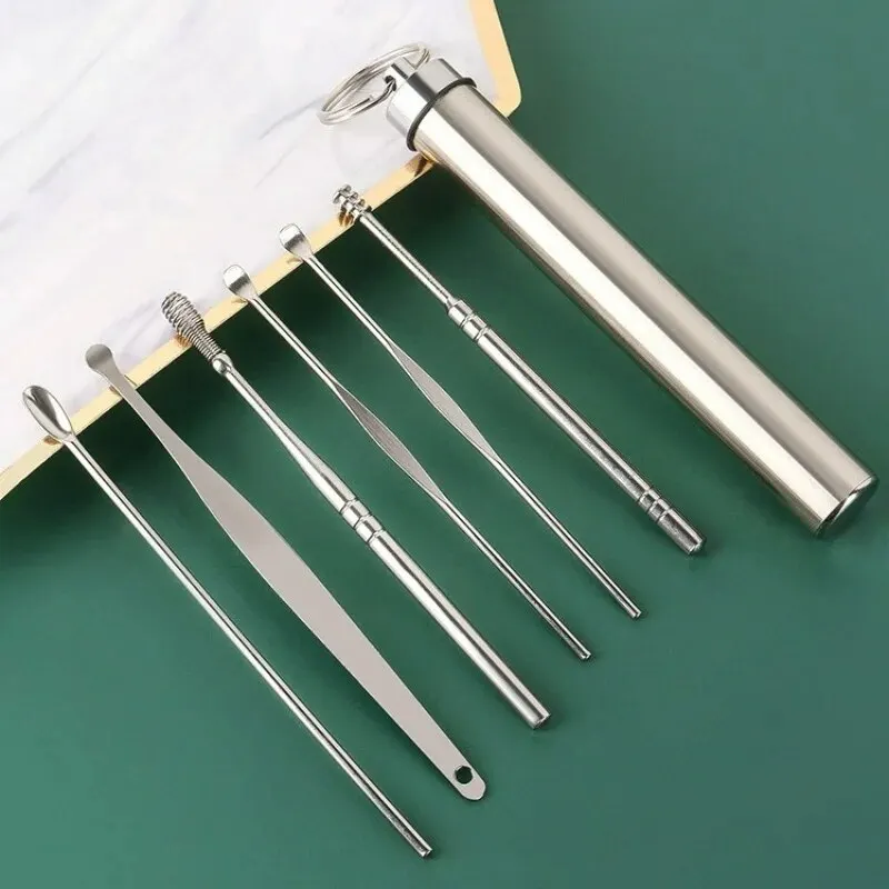 Ear Pick Six-piece Set Ear Cleaning Ear Picking Earpick Convenient Portable Portable Ear Pick Household Portable for Adults 4