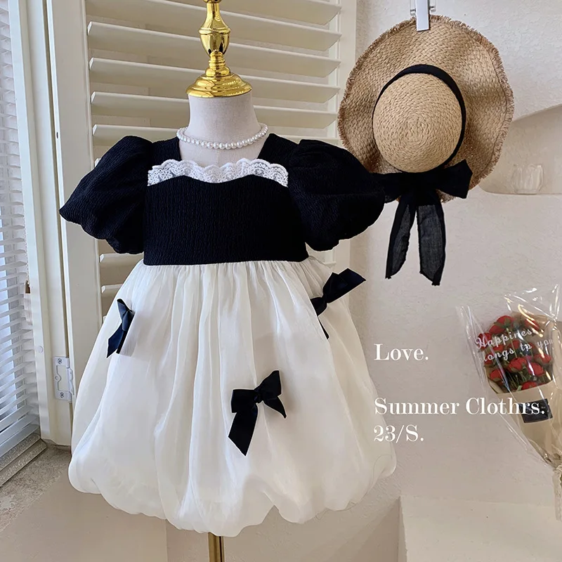 

Children's Clothing Dress Girls' Puff Sleeves Puffy Tulle Skirt Summer New Shu Sweet Baby Princess Dress