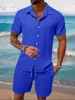 Men's beach suit striped solid color short sleeve shorts shirt Sports casual breathable lightweight high quality men's wear ins 2