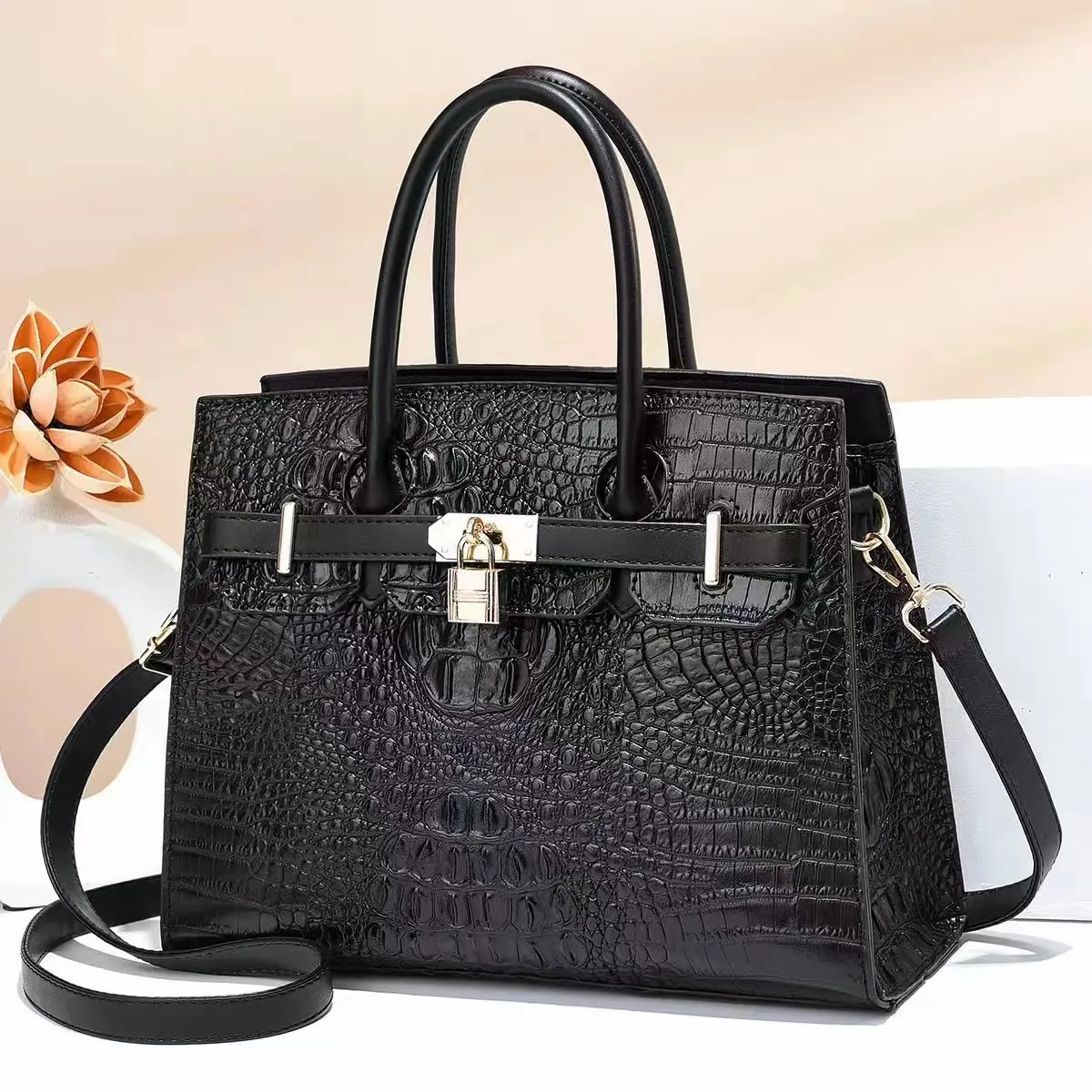 

Luxury Bag Skin Stone Crocodile Brand Full Shoulder Crossbody PU Leather Bags For Women Business Bags Real Cow Handbags Purses