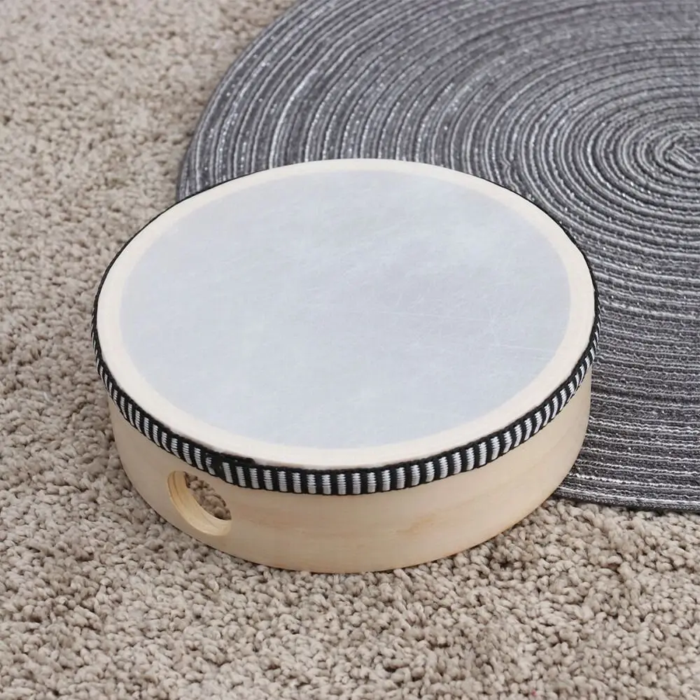 4/6/8/10 Inch Wooden Hand Drum Wood Frame Safe Musical Instrument Toy Convenient Carry Handheld Children Drum Happy Childhood