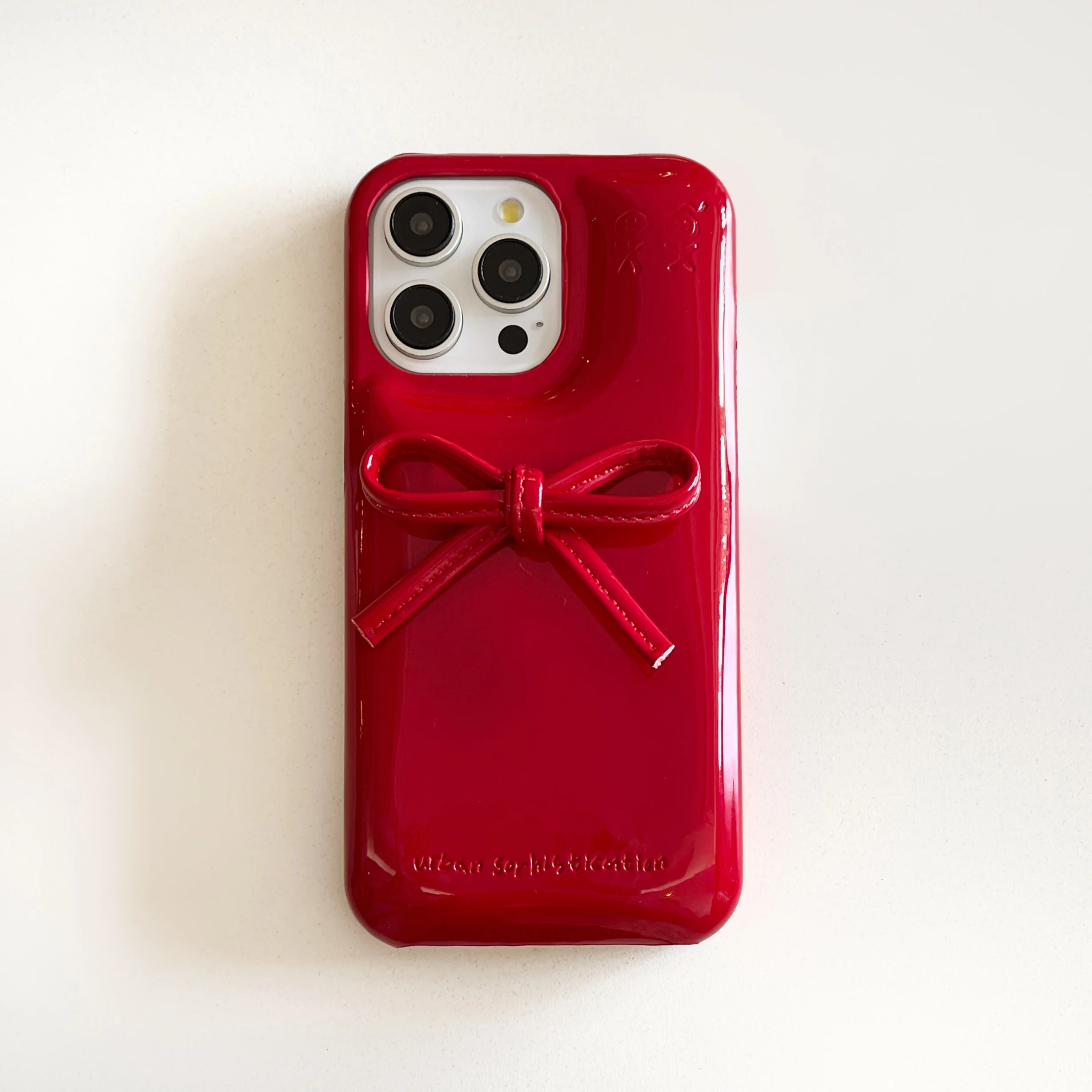 Korean Cute Bow Kawaii Glossy Leather Phone Case Cover