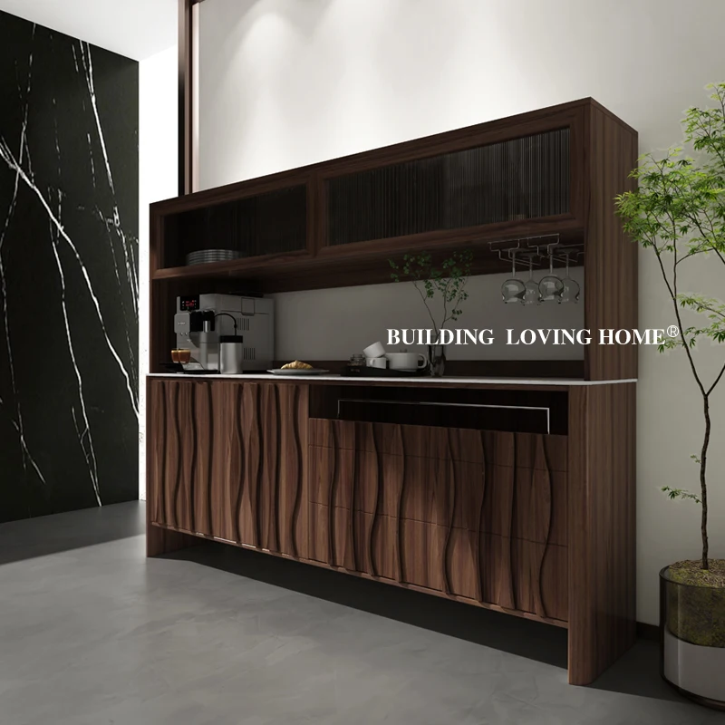 Bar Wood Kitchen Cabinets Storage Tall Wine Vintage Kitchen Full Set Cupboards Wall Muebles De Cocina Luxury Furniture