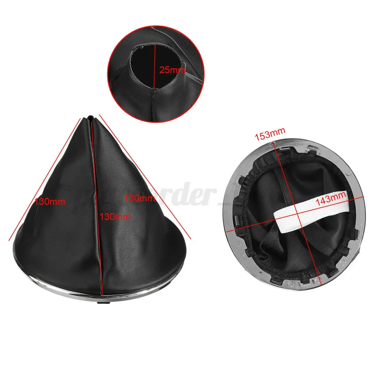 Leather Gear Stick Shift Knob with Gaiter Boot Cover and Frame