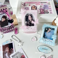 SKYSONIC 3 Inch Acrylic Photo Frame 7pcs Parts Idol Postcards Display Photo Cards Decoration Card Holder Fashion Chain Stand 1