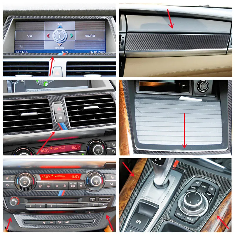 

Carbon Fiber Stickers For BMW X5 X6 E70 E71 Interior Modification Cover Trim Strips Decorative Stickers Car Styling Accessories
