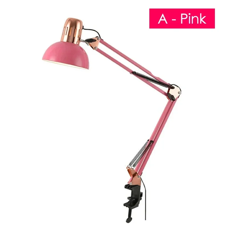 Vintage Metal Long Arm Folding Clip Mounted Lamp Reading Writing Study Light Fixture Office Work Nail Manicure Table Fill Light images - 6