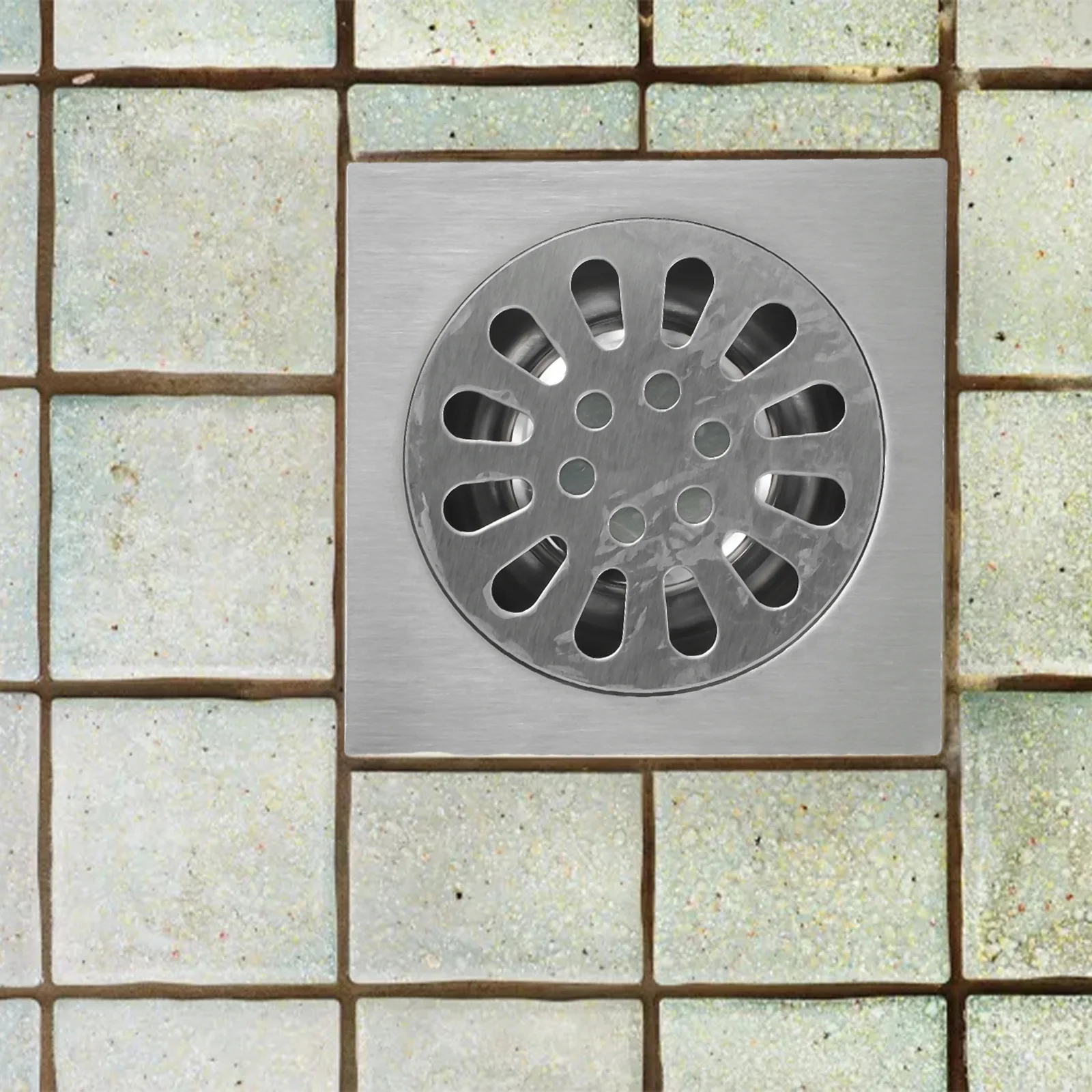 

Square Shower Drain Floor Drain Easy Installation Grid Pattern Perfect Size Stainless Steel Easy Cleaning Kitche Durable