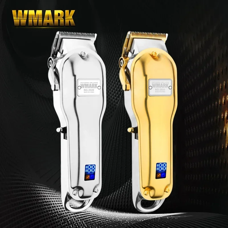WMARK NG-2020B All-metal Cordless Profissional Hair Clipper Electric Hair Trimmer 2500mAh Cordless Hair Cutter Golden Color