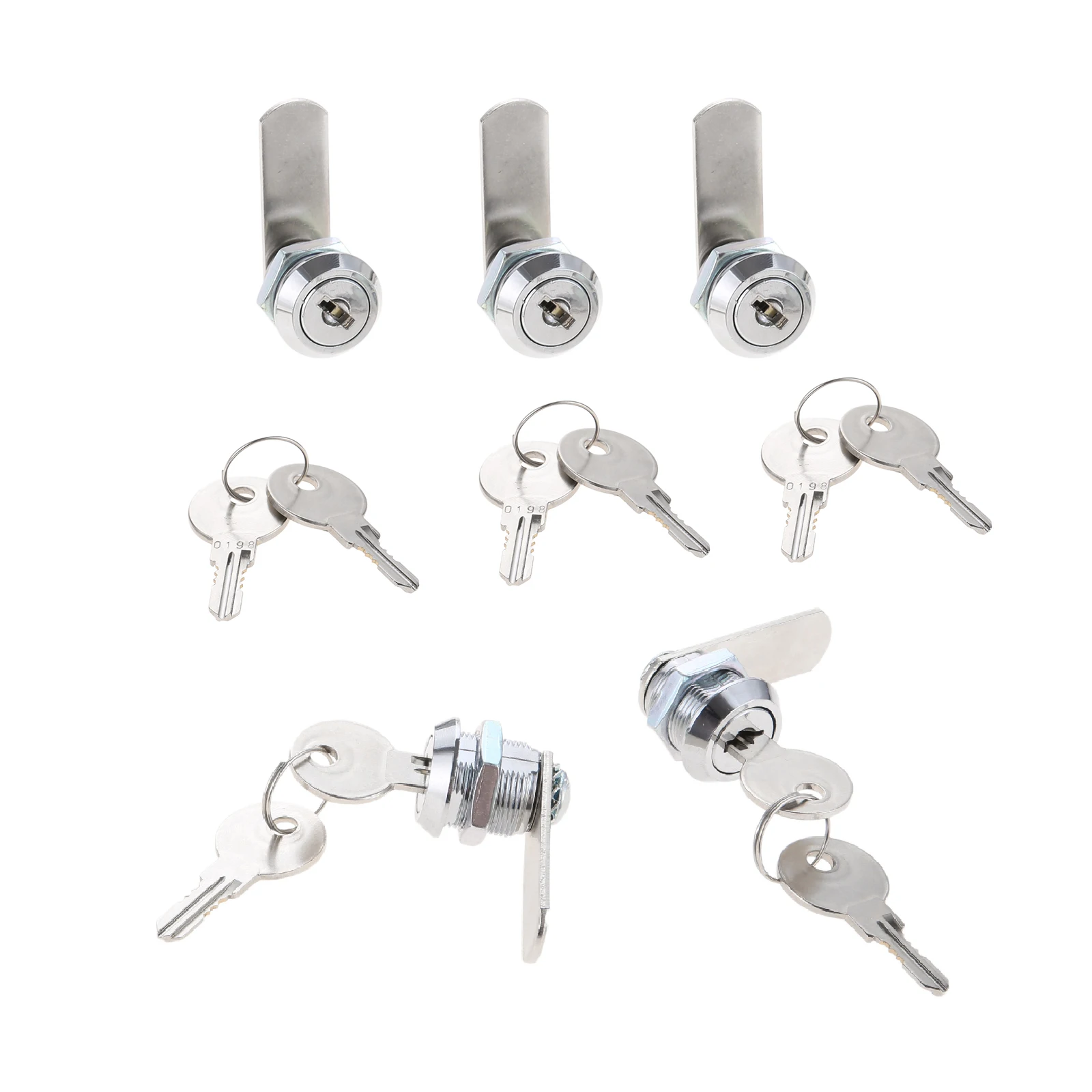 Description Picture 4 of item5kits Mutual Open Cam Locks+ 10 alike Keys 5/8 inch Cylinder Zinc Alloy 90 Degree Rotation 48mm Block Secure Drawer RV Locker