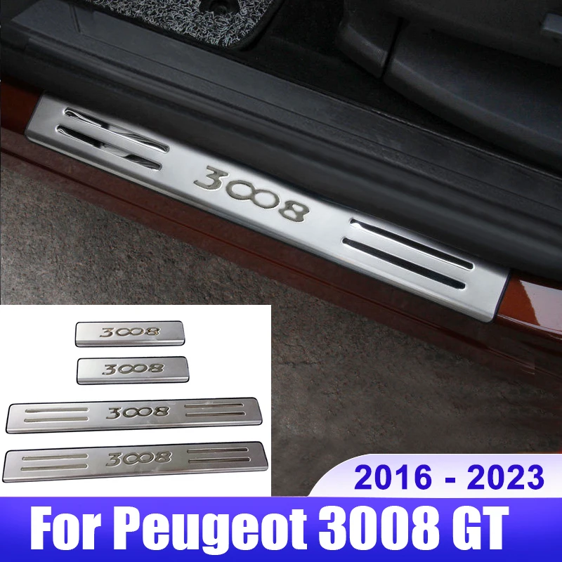 

For Peugeot 3008 GT 2016 2017 2018 2019 2020 2021 2022 2023 3008GT MK2 Hybrid Car Door Sill Plate Protector Cover Accessories