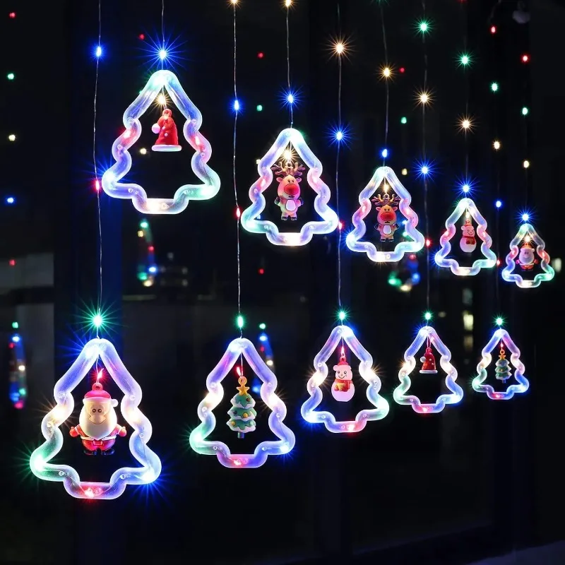 LED Christmas Tree Curtain Lights for Holiday Window Decoration
