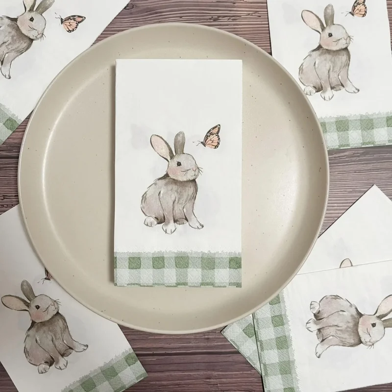 Easter Bunny Printed Napkins Butterfly Bone Bart Paper Birthday Party Decorations Disposable Colorful Decorative Printed Napkin