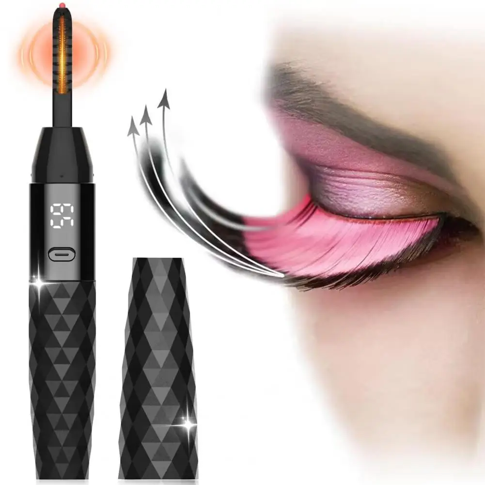 Heated Eyelash Curler LCD Display 2 Temp Settings USB Rechargeable Electric Eyelash Curler Natural Lash Lifting Makeup Supplies