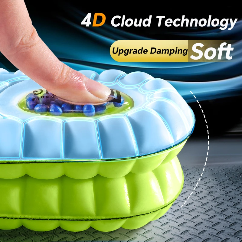 1 Pair 4D Wormwood Air Cushion Sports Long Standing Comfortable Basketball Arch Support Insole Latex TPU Leather Material