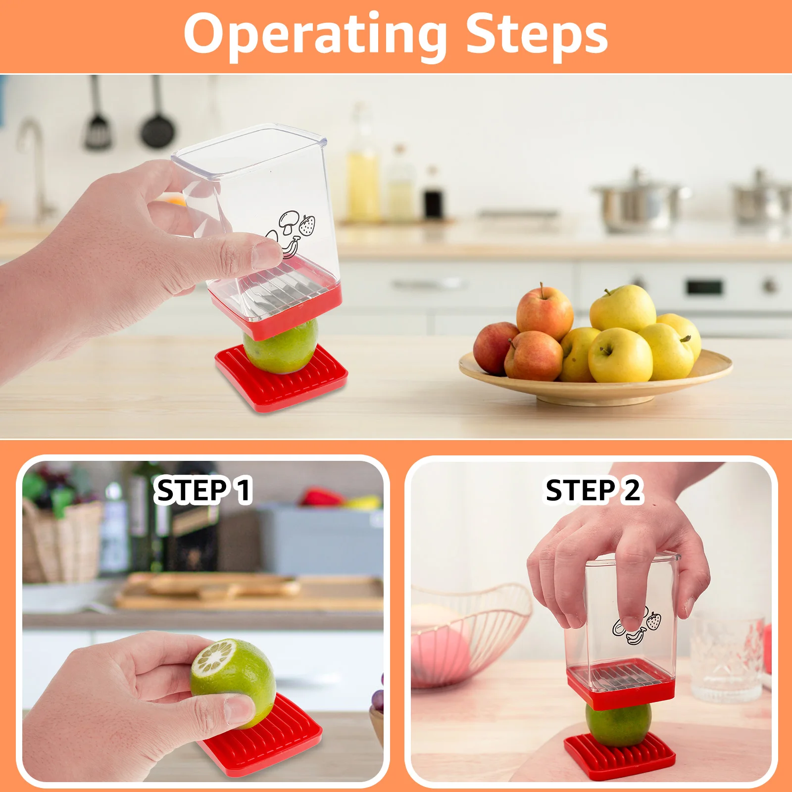 Fruit Slicer Food Slicer Speed Cup Slicer with Push Plate Portable Cup Slicer Efficient Multifunctional Cutter Compact Strawberry