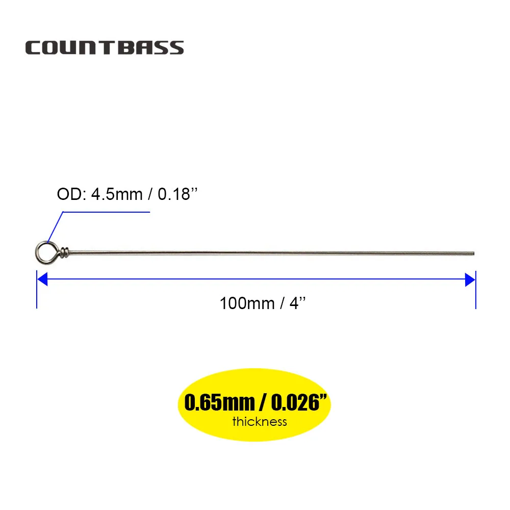50pcs 0.65mm 0.8mm 0.9mm 1.0mm Straight Stainless Steel Wire Forms DIY Inner Spinner Fishing Lure Accessories