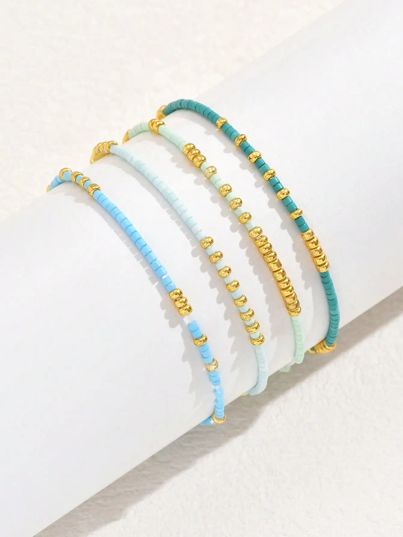 Turquoise Seed Bead Stretch Bracelet Set - Handmade Bohemian Jewelry for Girls