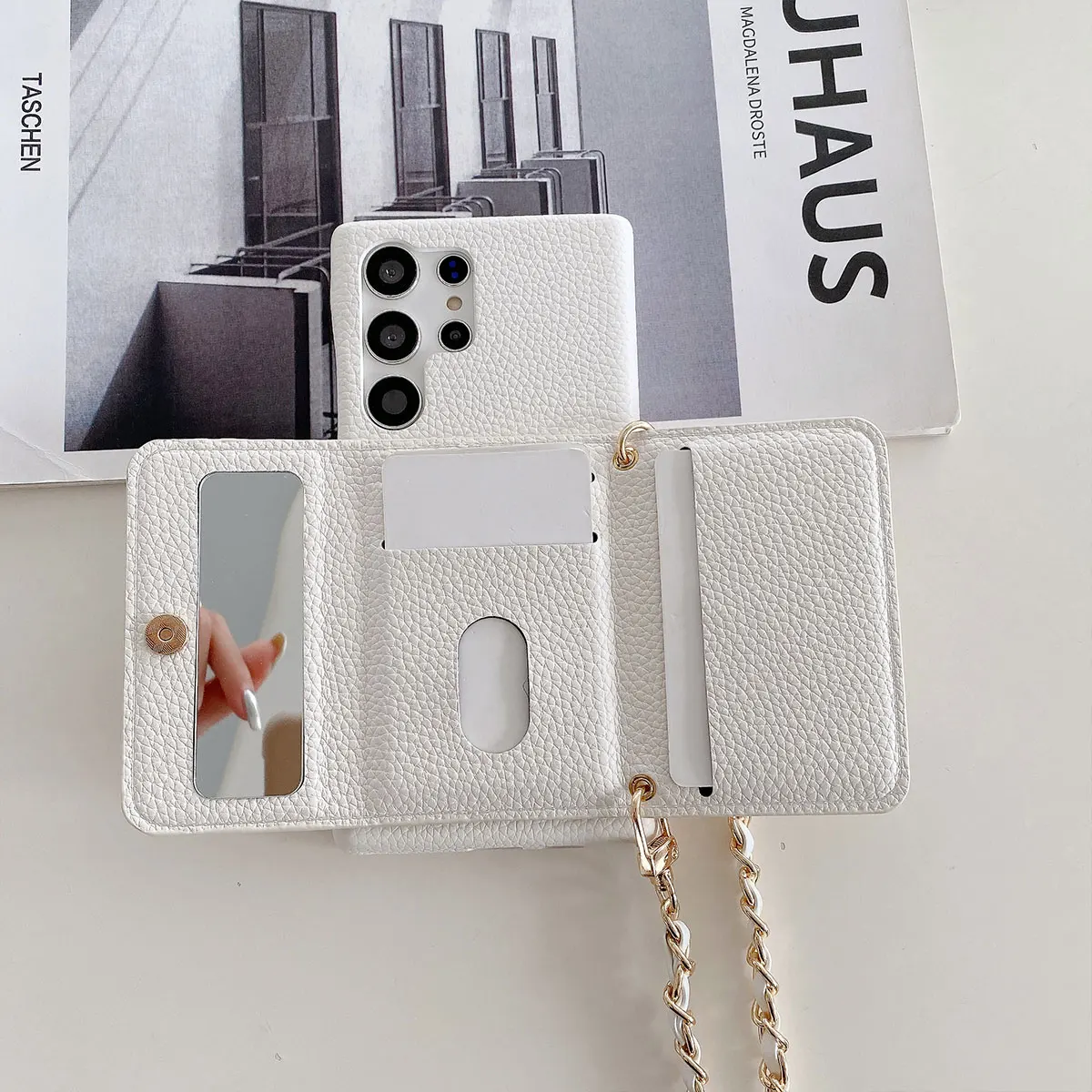 Luxurious Leather Litchi Skin Card Holder Case - PU Fashion Cover