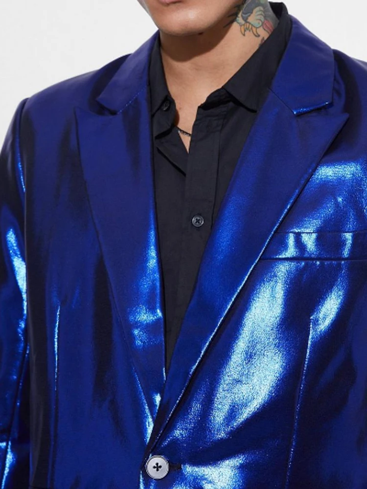 Bridalaffair Shining Blue Suits Waterproof Wedding Suit for Men Fashion Prom Stage Suit 2 piece Costume Homme Blazer Pants Set