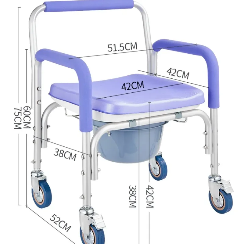 Elderly Shower Chairs with Wheels Elderly Transfer Chair Portable Elderly Toilet Chair for Patient Folding Transfer Wheelchair 6