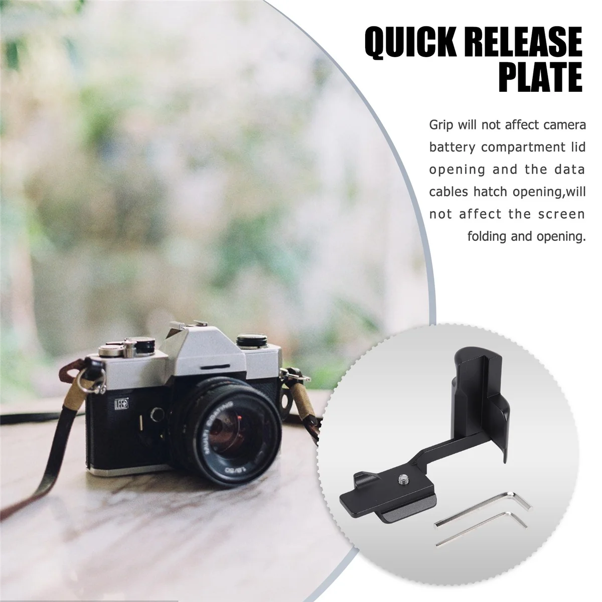 카메라 L-브래킷 플레이트, 캐논 EOS M100 M200 카메라 퀵릴리즈 플레이트, 수직 촬영 핸드 그립 거치대 보드, 블랙