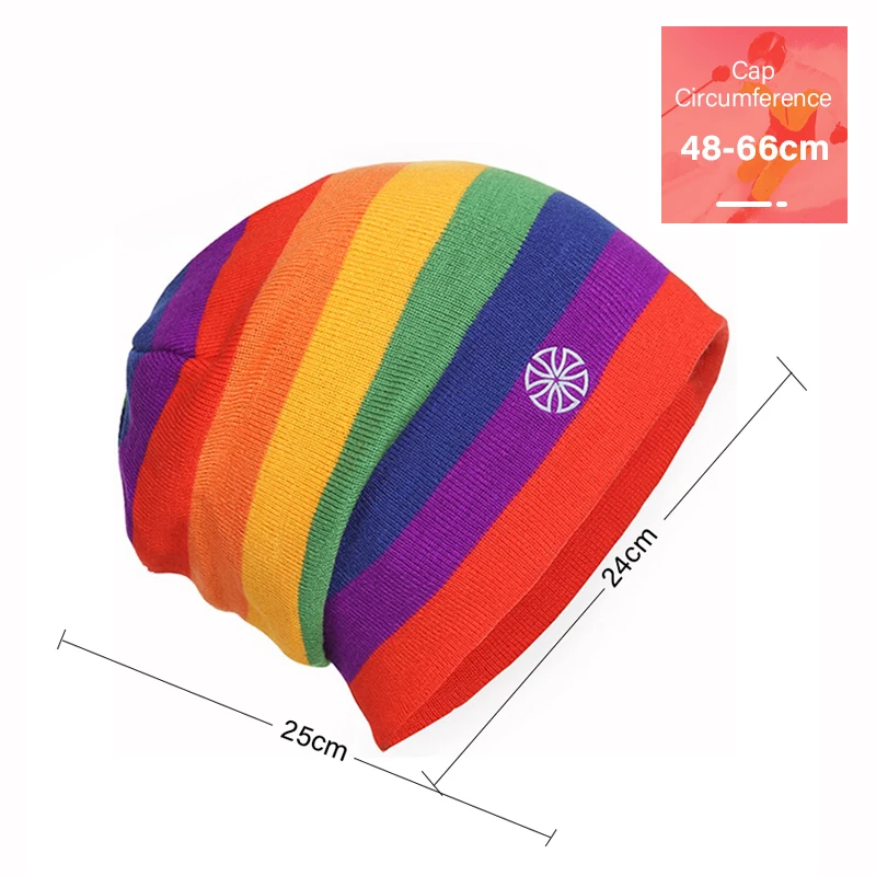 Mosodo Winter Ski Hats Warm Thermal Beanies Color Strips Unisex Caps for Men Women Snowboard Hiking Knit Wool Slouchy Hat
