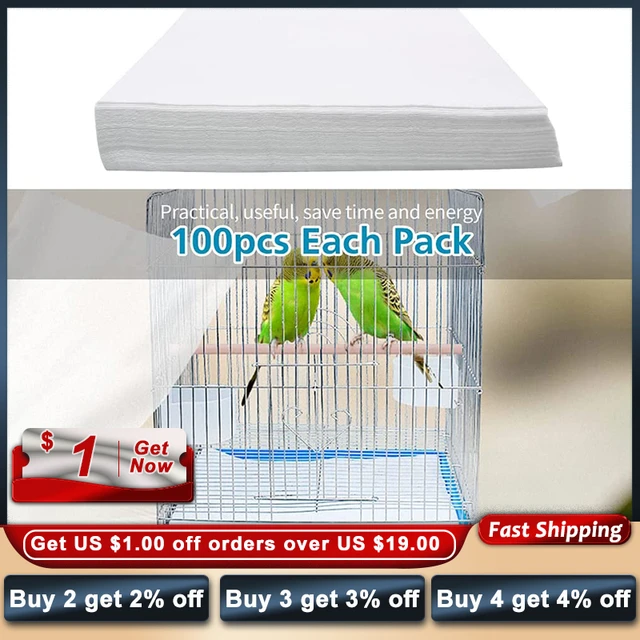 100pcs Bird Parrot Cage Liner Papers Disposable Absorbent High Toughness  Cages Cushion Bird Cage Supplies