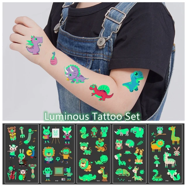 Juego de tatuajes de dibujos animados para niños, pegatina de