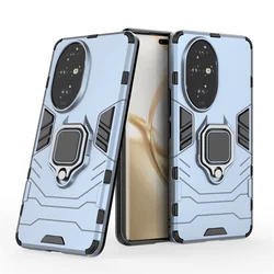 Luxury Shockproof Armor Phone Case with Magnetic Ring Holder Stand and Back Cover for Honor 200 Pro 5G (HB-navy)