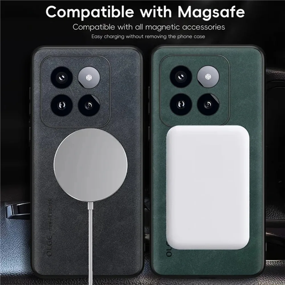 Premium OLGE Magnetic Leather Magsafe Phone Case Cover