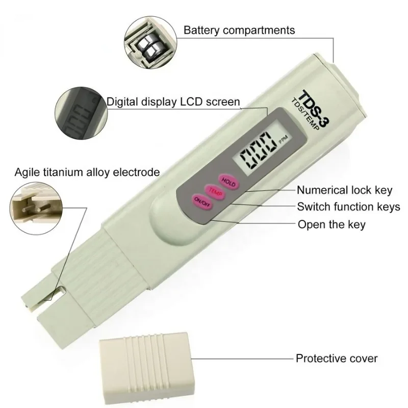 TDS-3 PPM Temperature Water Hardness Tester Hold Pen Type Digital TDS Meter water quality detector water tester