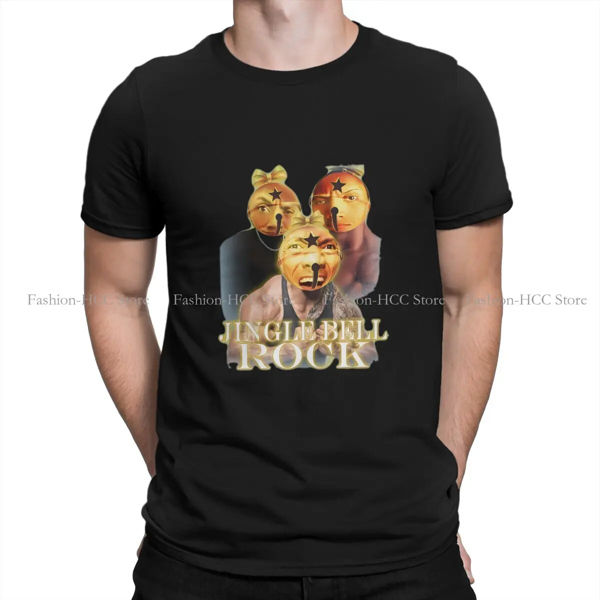 

Meme Polyester TShirts Jingle Bell Rock Personalize Homme T Shirt Hipster Clothing