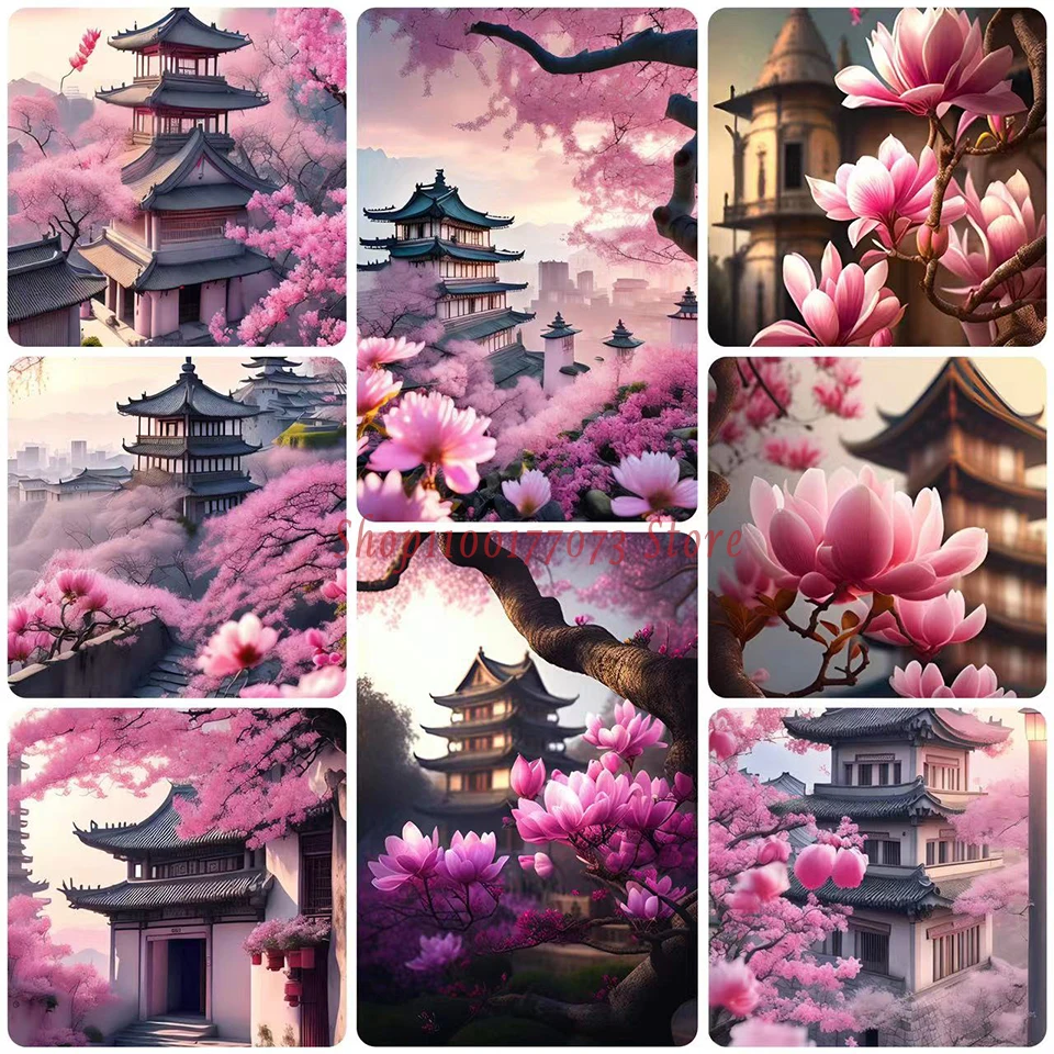 5D DIY Diamond Painting Japanese Cherry Blossom Full Drill Diamond