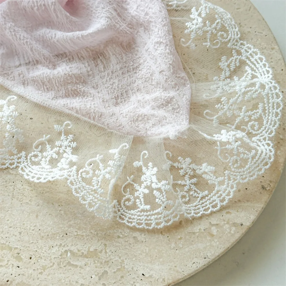 Ins Spitzen-Haarschal mit Schleife, Einfarbige Haarbänder, Seersucker-Haaraccessoires für Damen – Detail 8