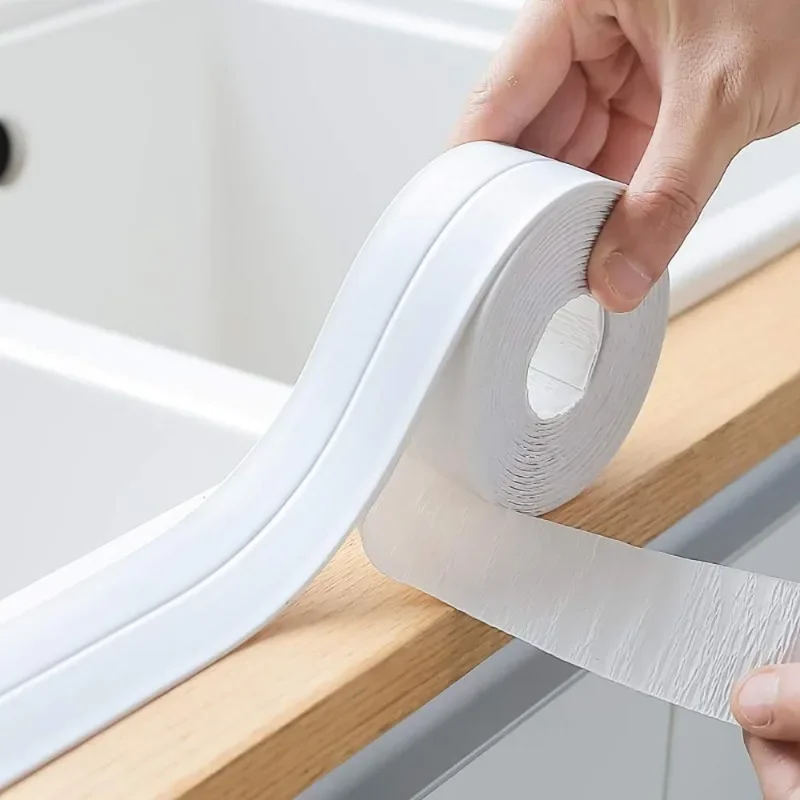 Self Adhesive PVC Sealing Strip Tape for Bathroom Bath Toilet Kitchen Caulk Tape Waterproof Wall Sticker White Mold Proof Tapes