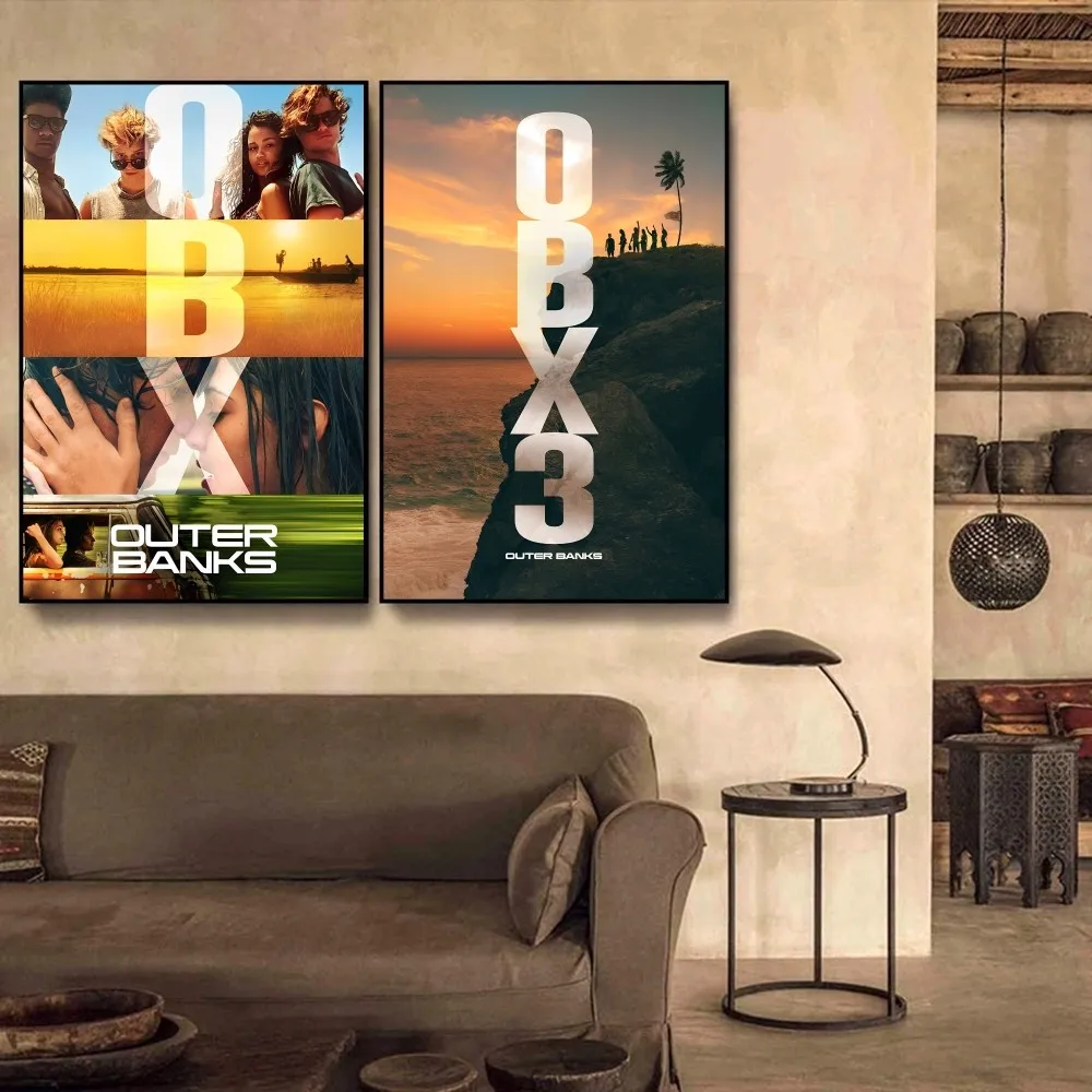 

Classic TV Show Outer Banks Poster Self-adhesive Art Retro Kraft Paper Sticker DIY Room Bar Cafe Vintage Decorative Painting