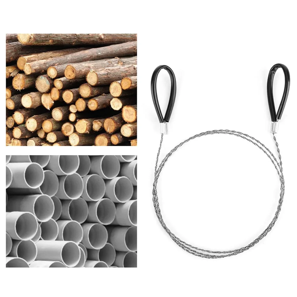 Portable Stainless Steel Wire Saw with Finger Handle Outdoor Camping Hiking Pocket Manual Cutting Chain Saws Survive Tool